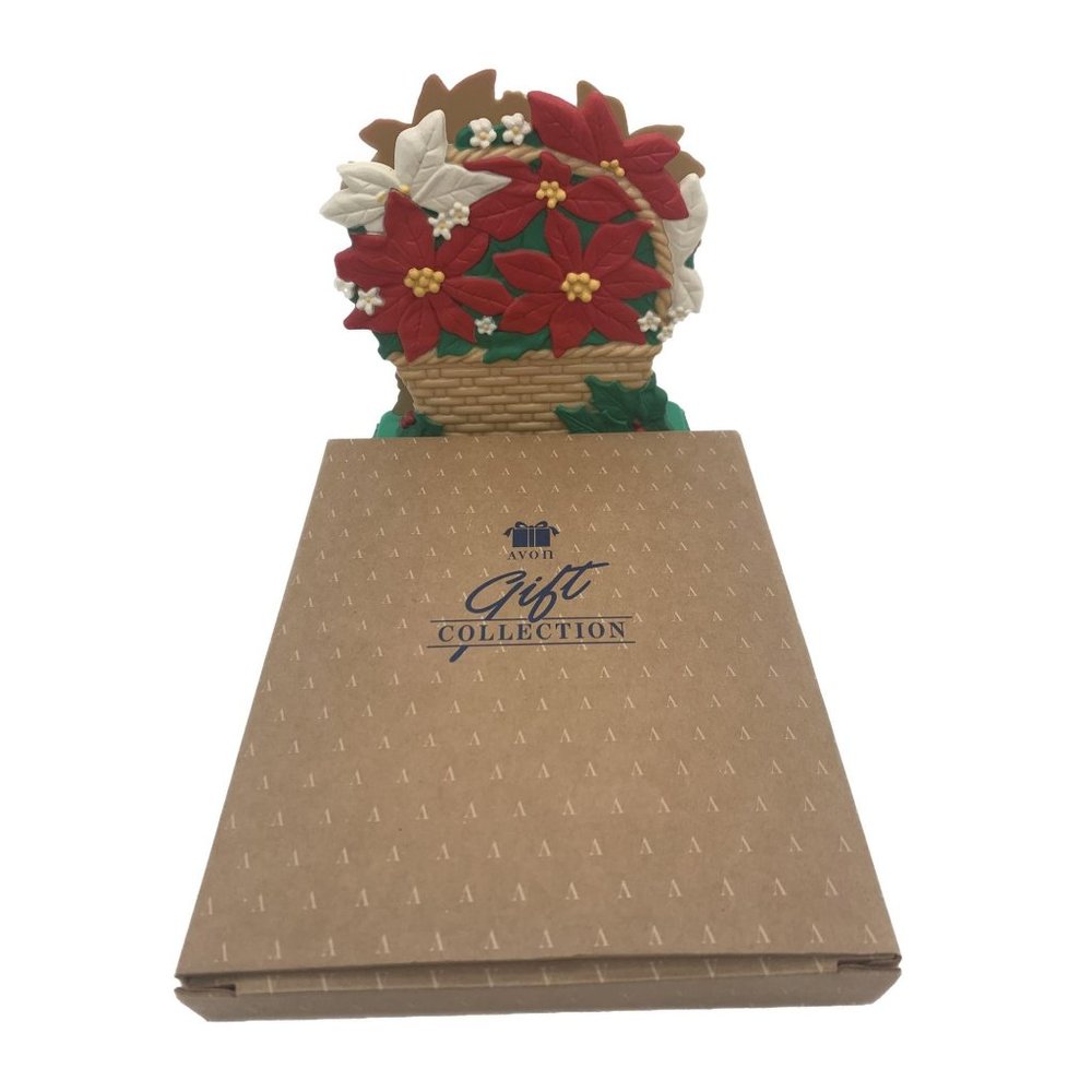 Avon Christmas Blossoms Napkin Holder w/ Box